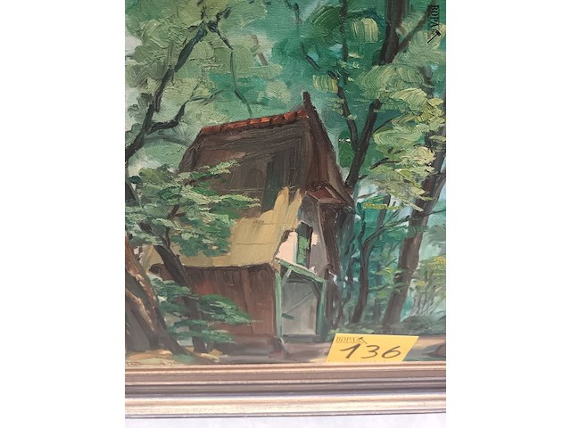 Lot 136 - schilderij huis en bos - afbeelding 2 van  4