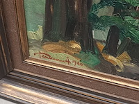 Lot 136 - schilderij huis en bos - afbeelding 3 van  4