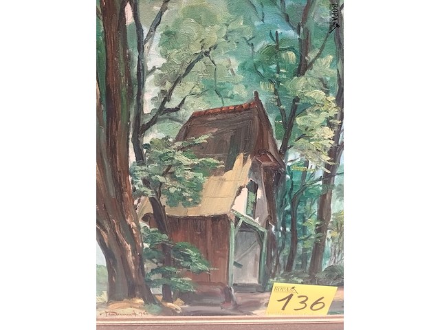Lot 136 - schilderij huis en bos - afbeelding 4 van  4
