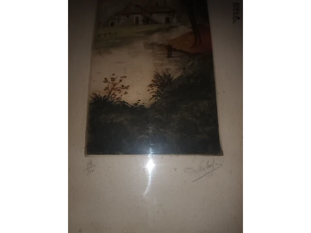 Lot 137 - etsen in kader. 2 stuks - afbeelding 3 van  6