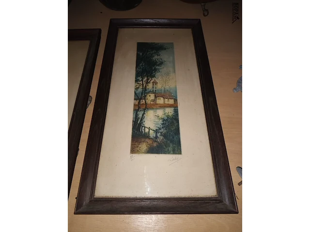 Lot 137 - etsen in kader. 2 stuks - afbeelding 5 van  6