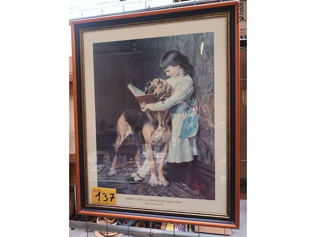 Lot 137 - kader kind met hond - afbeelding 1 van  4