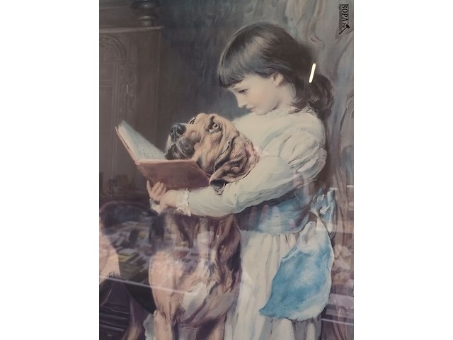 Lot 137 - kader kind met hond - afbeelding 3 van  4