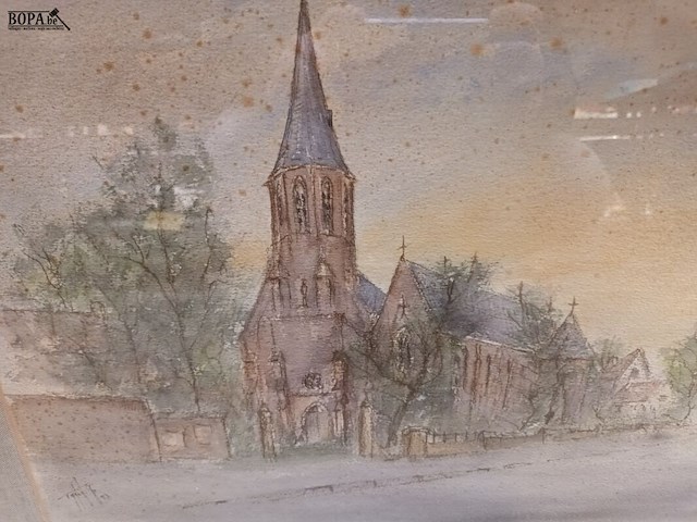 Lot 138 - kader met kerk - afbeelding 2 van  4
