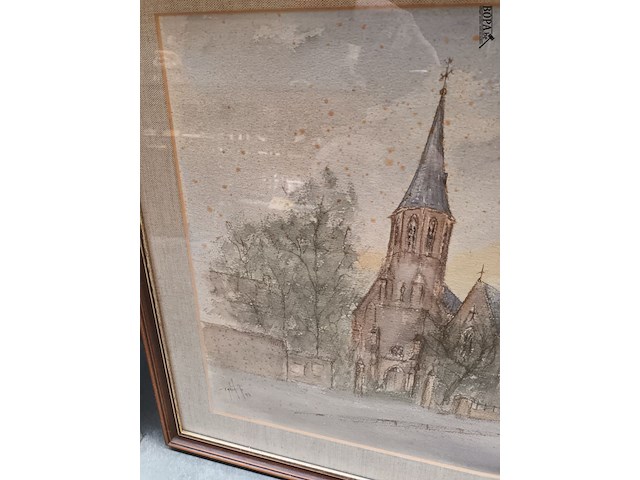 Lot 138 - kader met kerk - afbeelding 4 van  4
