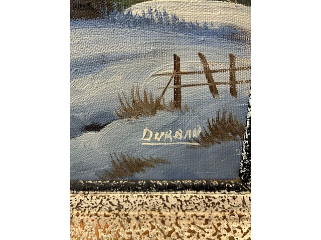 Lot 138 - olieverfschilderij besneeuwd winterlandschap - get. - afbeelding 2 van  2