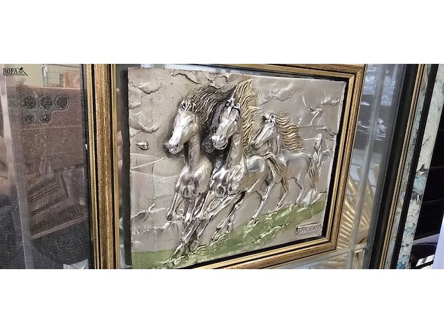 Lot 139 - art nouveau spiegelschilderij arg 925 - afbeelding 2 van  3