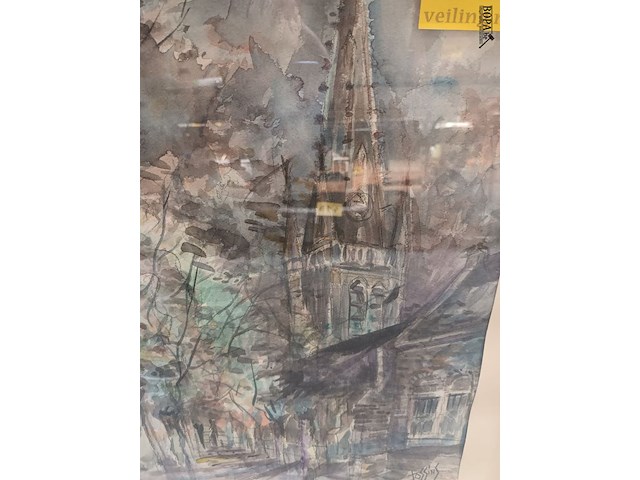 Lot 139 - kader met kerk - afbeelding 2 van  4