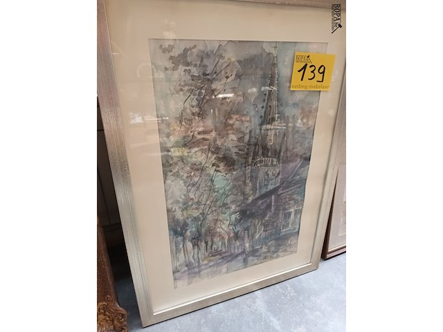 Lot 139 - kader met kerk - afbeelding 4 van  4