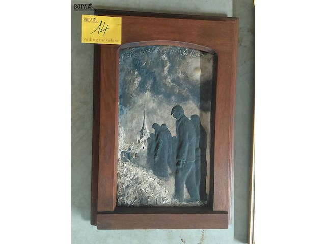 Lot 14 - afbeelding in bladgouden lijst - naakte kinderen voor openha - afbeelding 1 van  4