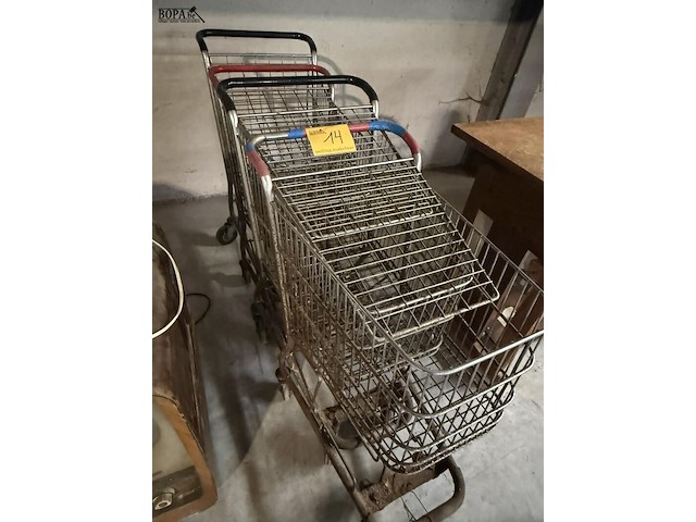 Lot 14 - vintage metalen winkelwagentjes - 4 stuks - afbeelding 1 van  6