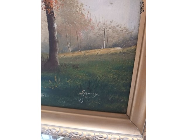 Lot 140 - schilderij bomen aan het water - afbeelding 2 van  3