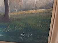 Lot 140 - schilderij bomen aan het water - afbeelding 2 van  3