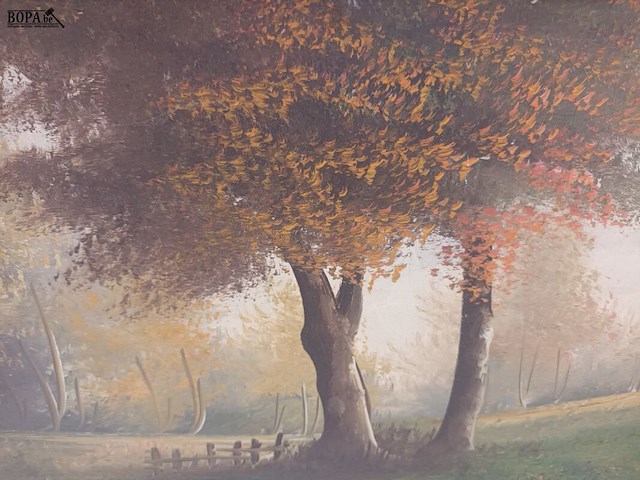 Lot 140 - schilderij bomen aan het water - afbeelding 3 van  3