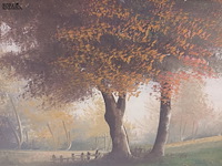Lot 140 - schilderij bomen aan het water - afbeelding 3 van  3