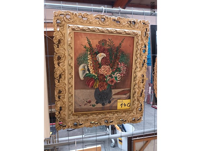 Lot 140 - schilderij met bloemen - afbeelding 1 van  4