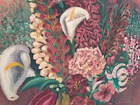 Lot 140 - schilderij met bloemen - afbeelding 3 van  4