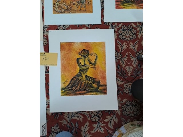 Lot 141 - afrikaanse kunsttekeningen op reliëf - afbeelding 3 van  4