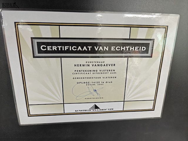 Lot 142 - gemeentekader vleteren met certificaat - afbeelding 5 van  5