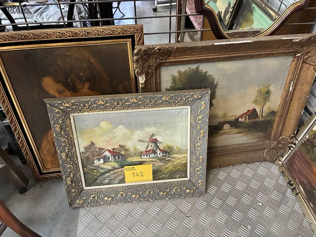 Lot 142 - lot schilderijen - 3 stuks - afbeelding 1 van  5