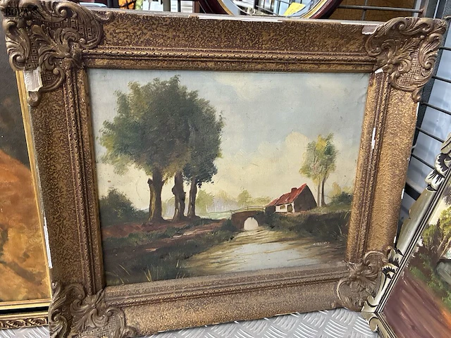 Lot 142 - lot schilderijen - 3 stuks - afbeelding 4 van  5