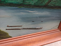 Lot 142 - schilderij kasteel aan rivier - afbeelding 3 van  4