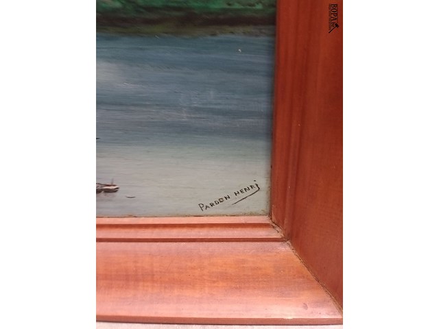 Lot 142 - schilderij kasteel aan rivier - afbeelding 4 van  4