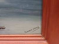 Lot 142 - schilderij kasteel aan rivier - afbeelding 4 van  4