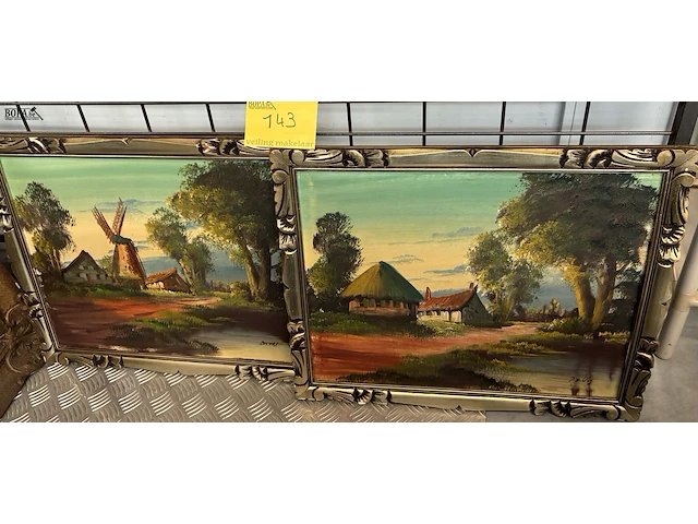 Lot 143 - landschapsschilderijen - get. - 2 stuks - afbeelding 1 van  5