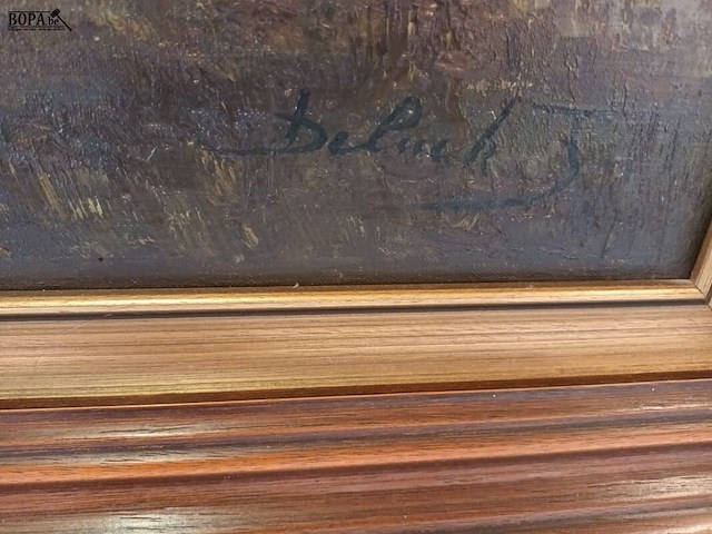 Lot 143 - schilderij boerderij met paard en kar - afbeelding 3 van  4