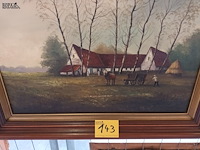 Lot 143 - schilderij boerderij met paard en kar - afbeelding 4 van  4