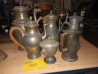Lot 145 - tinnen kannen. 6 stuks