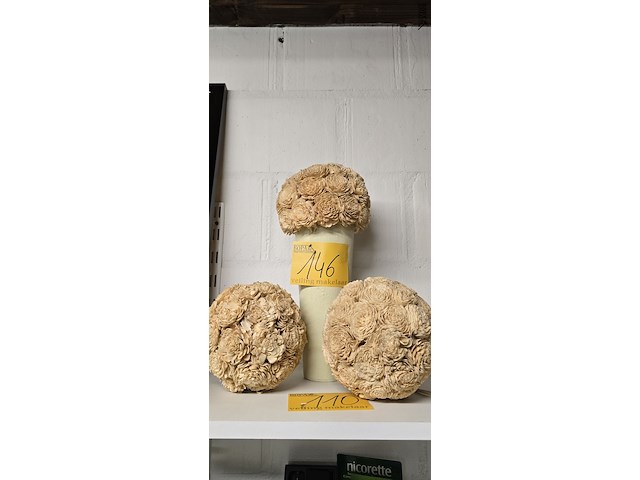 Lot 146 - decoratieve vaas met 3 droogbloembollen - afbeelding 1 van  3