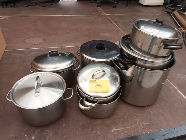 Lot 148 - rvs kookpotten. 8 stuks - afbeelding 1 van  4