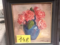 Lot 148 - schilderij bloemen - afbeelding 1 van  4