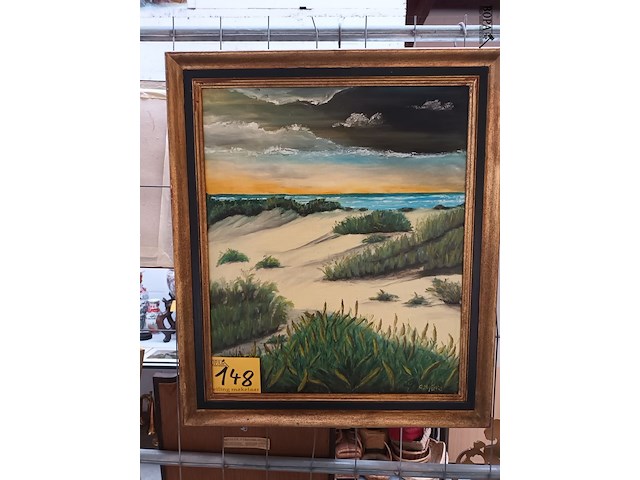 Lot 148 - schilderij duinenlandschap - afbeelding 1 van  4