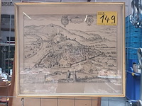 Lot 149 - kader met antiek stadsplan - afbeelding 1 van  4