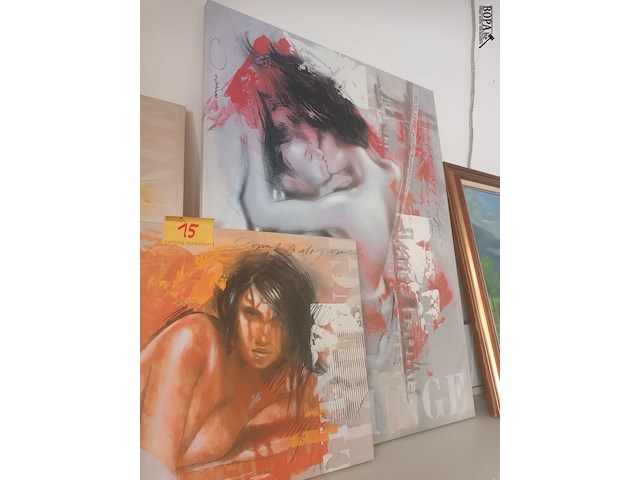 Lot 15 - canvas met erotische afbeeldingen. 3 stuks - afbeelding 4 van  4