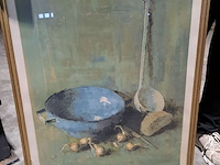 Lot 15 - gesigneerde lithografie 'stilleven met kom en uien' van vict