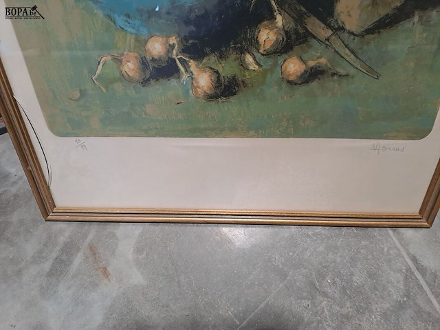 Lot 15 - gesigneerde lithografie 'stilleven met kom en uien' van vict - afbeelding 3 van  3