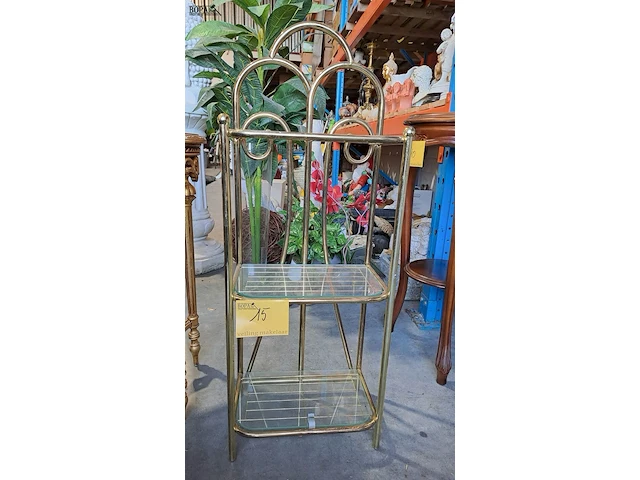 Lot 15 - vintage goudkleurig metalen rek hollywood regency stijl - afbeelding 1 van  2