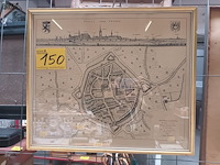 Lot 150 - kader met antiek stadsplan - afbeelding 1 van  4