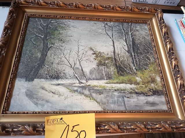 Lot 150 - schilderij winterlandschap - afbeelding 1 van  3