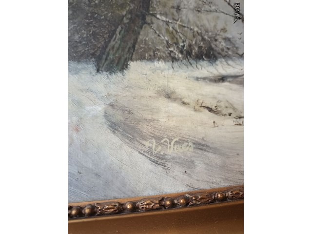 Lot 150 - schilderij winterlandschap - afbeelding 2 van  3