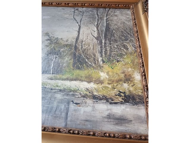 Lot 150 - schilderij winterlandschap - afbeelding 3 van  3