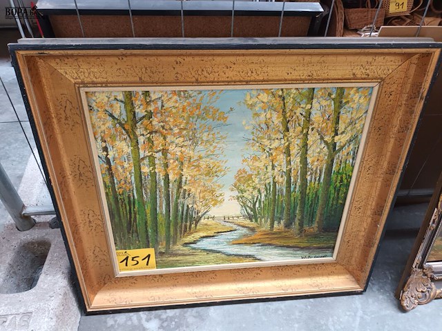 Lot 151 - schilderij beek door het bos - afbeelding 1 van  4