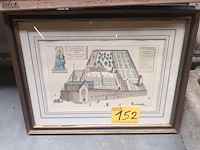 Lot 152 - kader antiek grondplan klooster - afbeelding 1 van  4