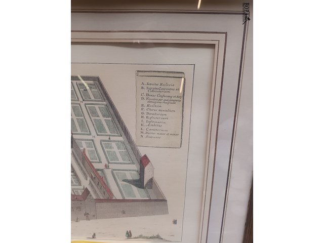 Lot 152 - kader antiek grondplan klooster - afbeelding 3 van  4