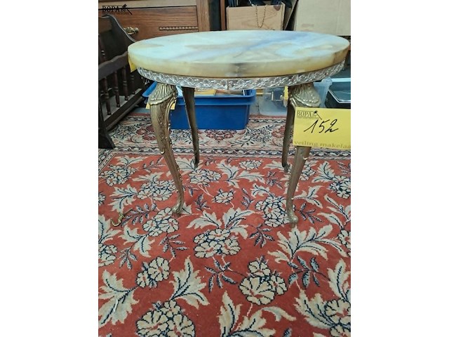 Lot 152 - retro bijzettafeltje marmer en messing - afbeelding 1 van  3