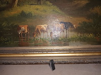 Lot 153 - schilderij koeien aan het water - afbeelding 2 van  4